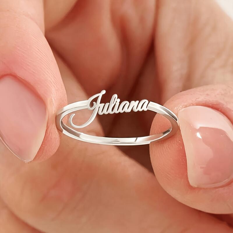 Women's Elegant 316L Stainless Steel Letter Ring